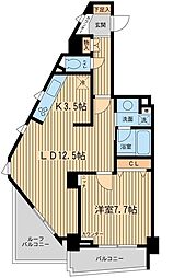 ザ・パームス代々木上原ヴェールテラス 6階1LDKの間取り