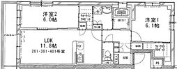イリゼ 2LDKの間取図画像