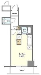 インプルーブ白金 2階ワンルームの間取り