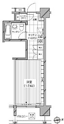 カスタリア麻布十番七面坂 2階ワンルームの間取り