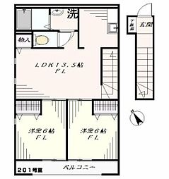 エコークレスト2 2LDKの間取図画像