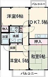 ヴィラ上砂 3DKの間取図画像