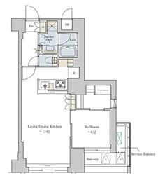 ブリリアイスト文京六義園 2階1LDKの間取り