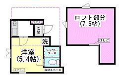 グリーンヒルズ 4階1Kの間取り