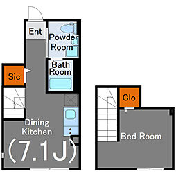 ミハス三軒茶屋IV 1階1DKの間取り