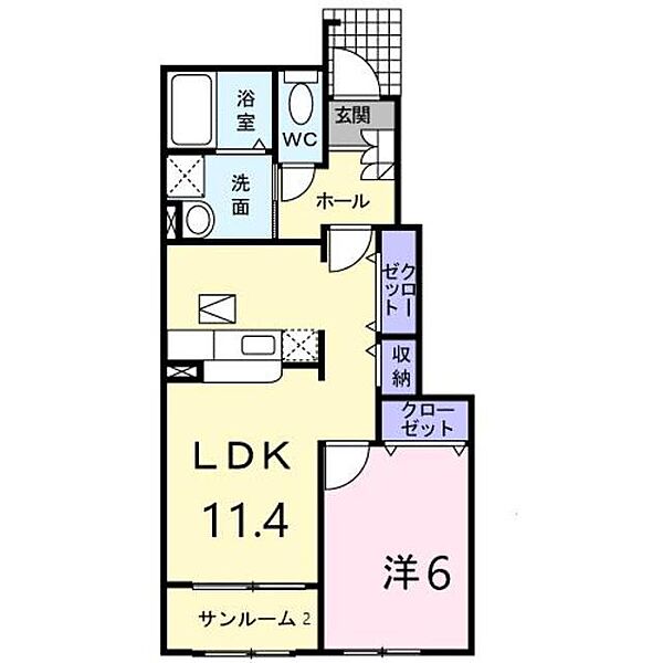 リバーサイド　ダンデライオンＡ 102｜新潟県新潟市北区濁川１丁目(賃貸アパート1LDK・1階・47.51㎡)の写真 その2