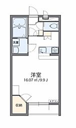 レオパレスRiver2 1Kの間取図画像