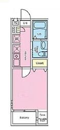 スピネル北柏 1Kの間取図画像