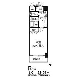 阪急千里線 吹田駅 徒歩3分の賃貸マンション 7階1Kの間取り