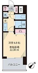 ビイルーム新宿 1Kの間取図画像