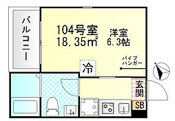 Valle Feliz雑色 1Kの間取図画像