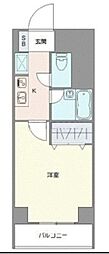 スカイコート月島 1Kの間取図画像