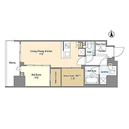 オーキッドレジデンス渋谷富ヶ谷 12階1SLDKの間取り