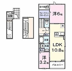 川越市大字笠幡アパート 2LDKの間取図画像