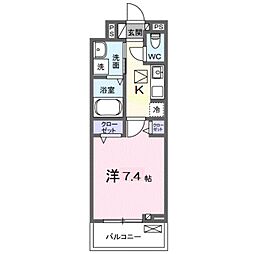 サニー・ブライト 大門 1Kの間取図画像