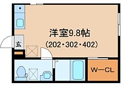 Skytree Hills Mariko 4階ワンルームの間取り