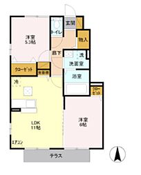 ウィステリア・ドゥーエ 2LDKの間取図画像