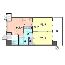 S-FORT福岡東 2DKの間取図画像