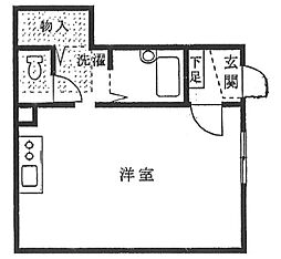 リバース千駄木 1階ワンルームの間取り