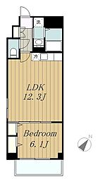 グリンデルヴァルト 2階1LDKの間取り