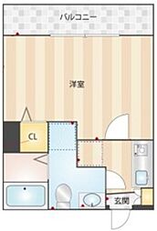 ヒルフロント鷹取 3階1Kの間取り