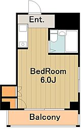 京王相模原線 京王堀之内駅 徒歩20分の賃貸マンション 5階1Kの間取り