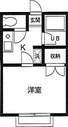 メゾン・ワカバ 1階1Kの間取り