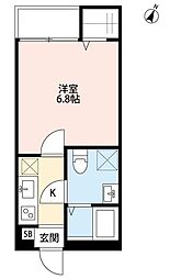 フィネスト 3階1Kの間取り