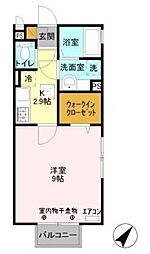 ラ・グラシューズ 1階1Kの間取り