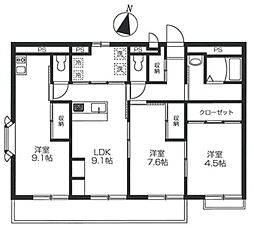 レオパレス潮音 3LDKの間取図画像