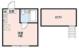 パール日の出B ワンルームの間取図画像