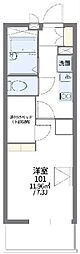 レオパレスかいと 1Kの間取図画像