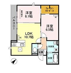 プルミエール大宮七里A 2LDKの間取図画像