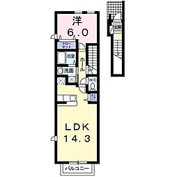 アルカンシェルヒルズ2 1LDKの間取図画像