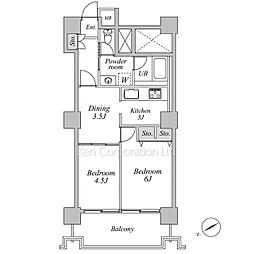 六本木ビュータワー 11階2DKの間取り
