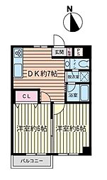 アザミノアイランド 2DKの間取図画像