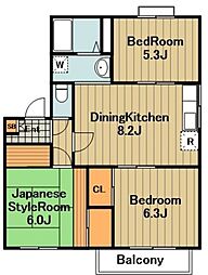 ファミールA 3DKの間取図画像