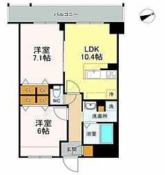 ＬＡＳＡ大崎V 2階2LDKの間取り