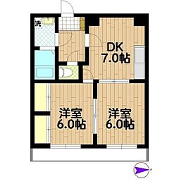 ロイヤル水元 2DKの間取図画像