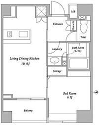 BPRレジデンス蔵前 1LDKの間取図画像