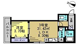 SUN HORIZON II 2階1LDKの間取り