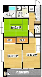 サンホワイト高宮 2DKの間取図画像