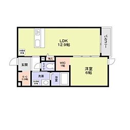 ヒンメルブラウ　野方 2階1LDKの間取り