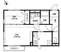 アムール アムール 2階1LDKの間取り