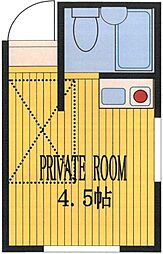 アビタシオン長崎 2階ワンルームの間取り