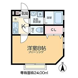 ルミエール 2階1Kの間取り