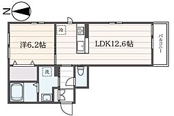 ベルフルール 1LDKの間取図画像