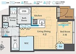 パークルール恵比寿 1LDKの間取図画像