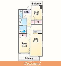 パラッツォ・デルマーレ 2LDKの間取図画像