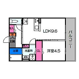 ランビエンス雅 1階1LDKの間取り